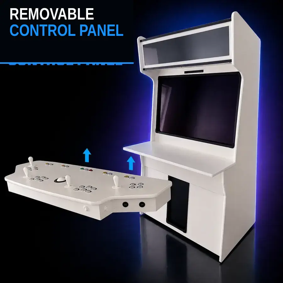 A removable control panel lifted away from the cabinet