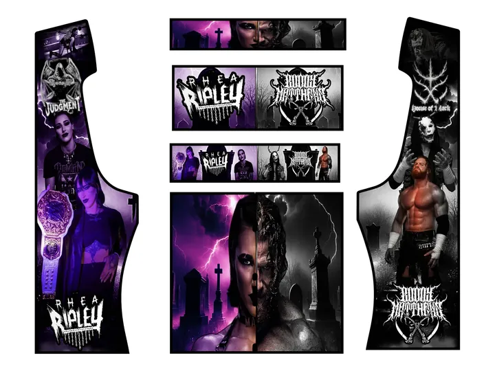 Flat artwork panels for Rhea Ripley & Buddy Matthews — Dark Union