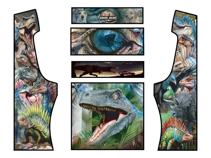 Flat artwork panels for Tegan Nox — Jurassic Arcade