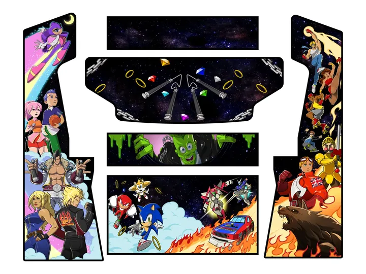 Flat artwork panels for Xavier Woods — New Arcade DAAAAAAY