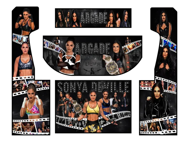 Flat artwork panels for Sonya Deville